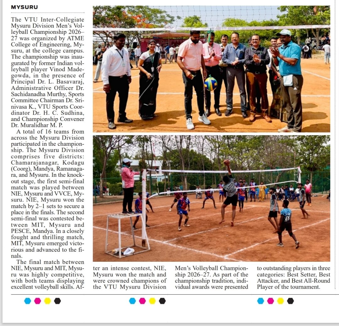 ATMECE Mysuru Hosts VTU Inter-Collegiate Men’s Volleyball Championship 2026